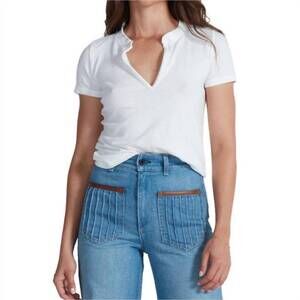 NEW ASKK NY classic henley top in ivory